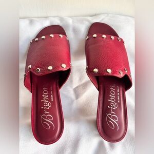 Brighton Night Red Leather Studded Sandals Size 10 M